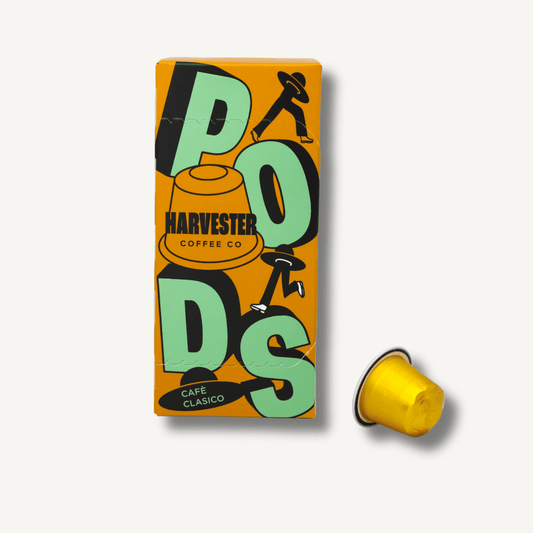 Nespresso Clásico Capsules box with South American blend highlighting chocolate and caramel notes