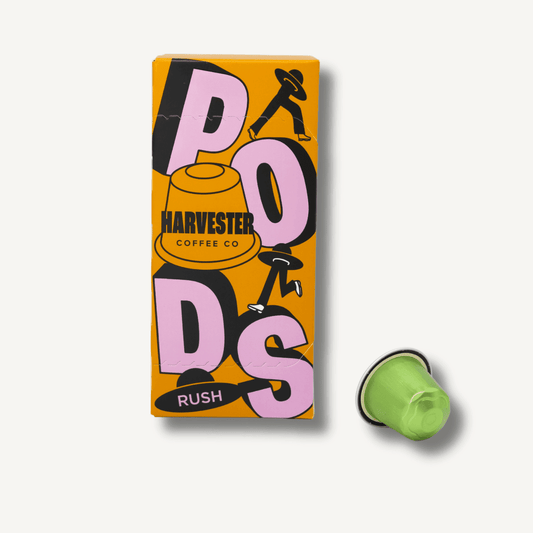 Nespresso Rush Capsules box – bold Robusta blend with high caffeine and deep cocoa flavor